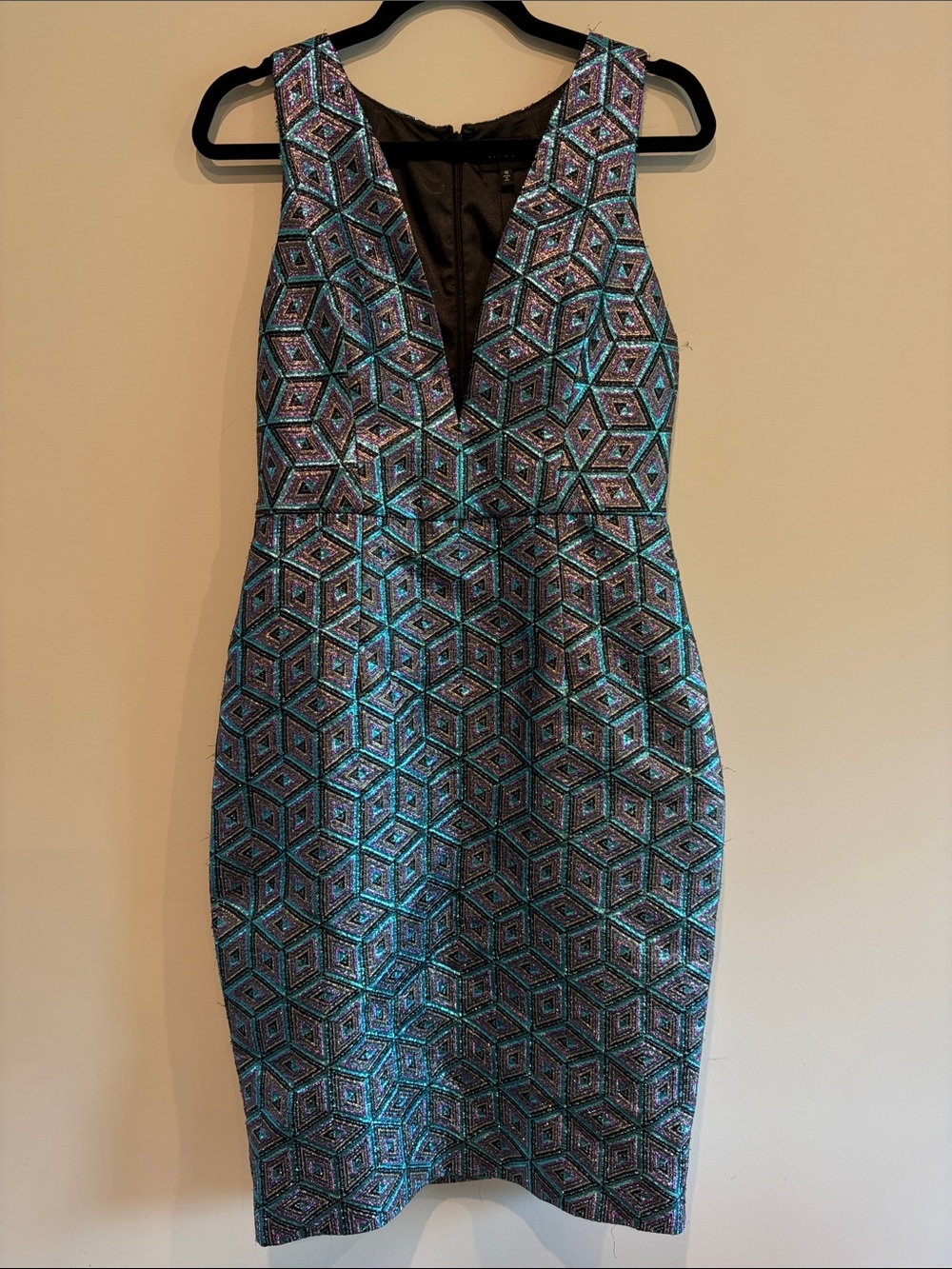 Milly Metallic Diamond Jacquard Callie Dress